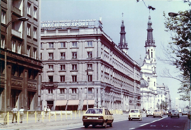 Pocztówka typu ORWO — nad Trasą Łazienkowską — Marszałkowska 21/25