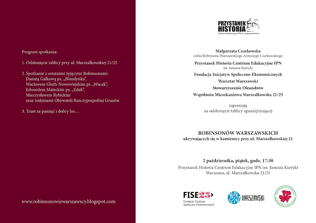 Zaproszenie — program uroczystości